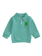 Lioraitiin Toddler Little Boy Irish Sweatshirt Striped Clover Letter