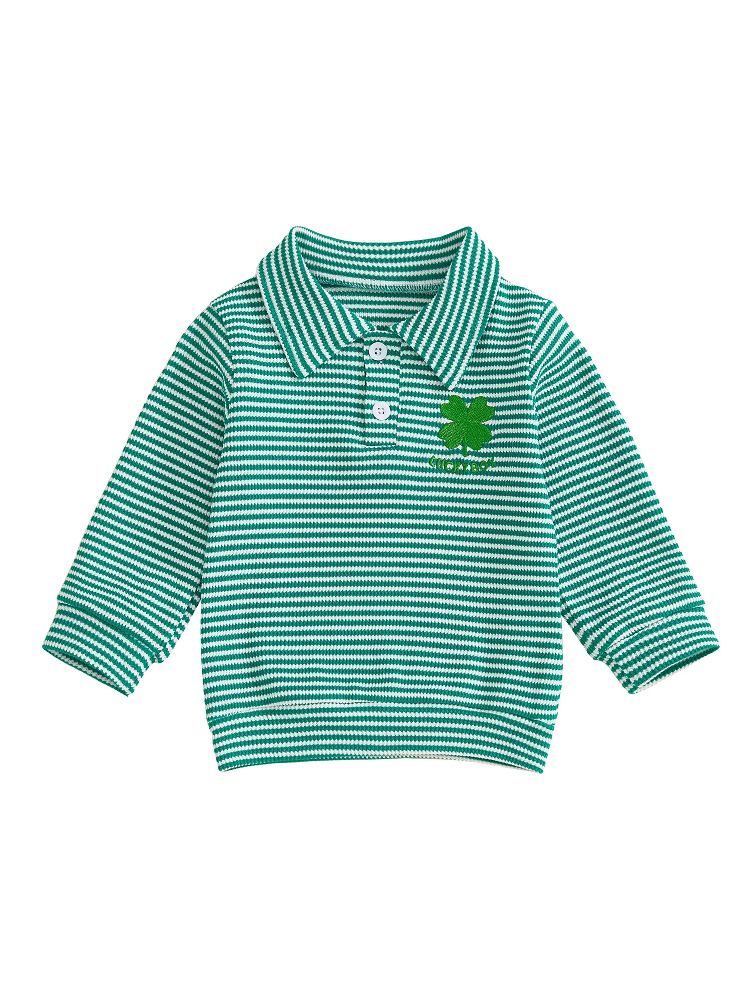 Lioraitiin Toddler Little Boy Irish Sweatshirt Striped Clover Letter