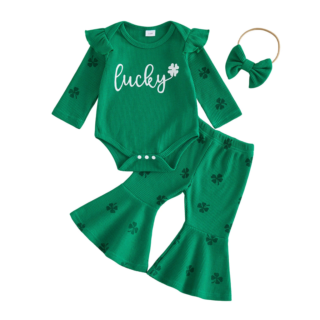 Lioraitiin Baby Girls Irish Day Outfits Long Sleeve O Neck Letter