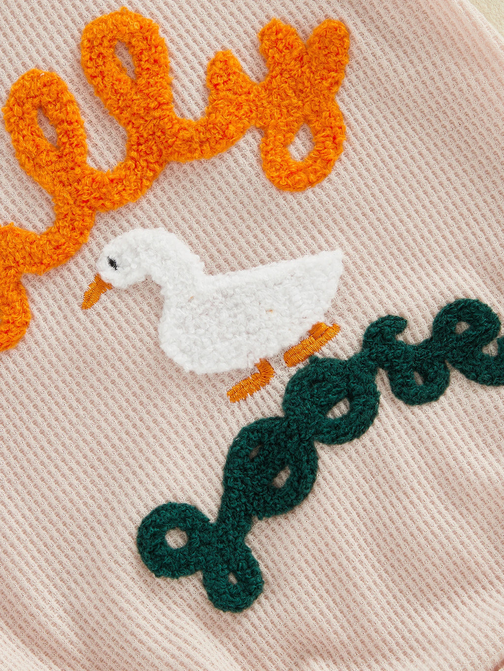 Lioraitiin Baby Girls Romper Fashionable Letter Goose Embroidery Crew