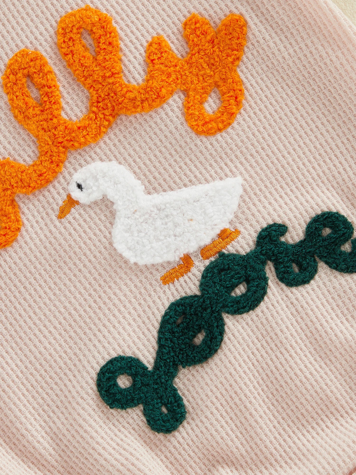 Lioraitiin Baby Girls Romper Fashionable Letter Goose Embroidery Crew