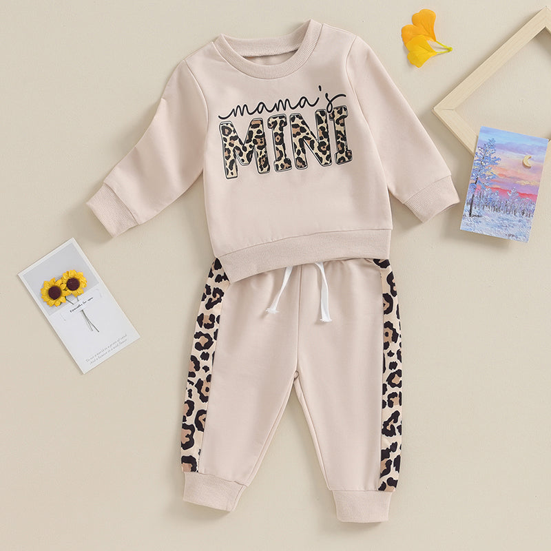 Lioraitiin 0-3Y Newborn Baby Girls Set Letter & Leopard Print Long