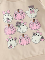 Lioraitiin Toddler Girls Halloween Sweatshirt Ghost Pumpkin Print
