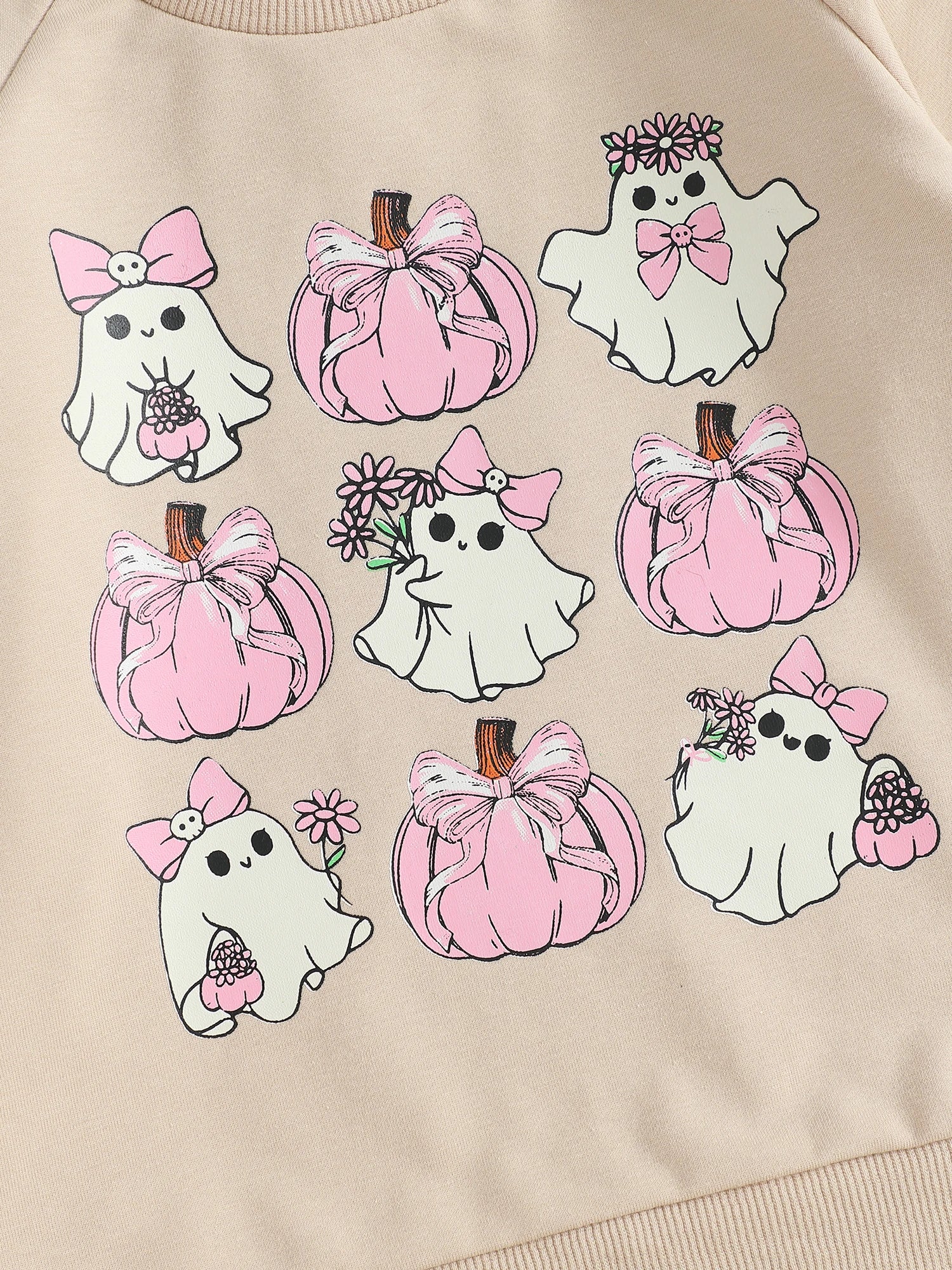 Lioraitiin Toddler Girls Halloween Sweatshirt Ghost Pumpkin Print