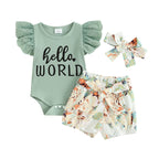 Lioraitiin Baby Girls Shorts Outfits Letter Print Fly Sleeve Romper