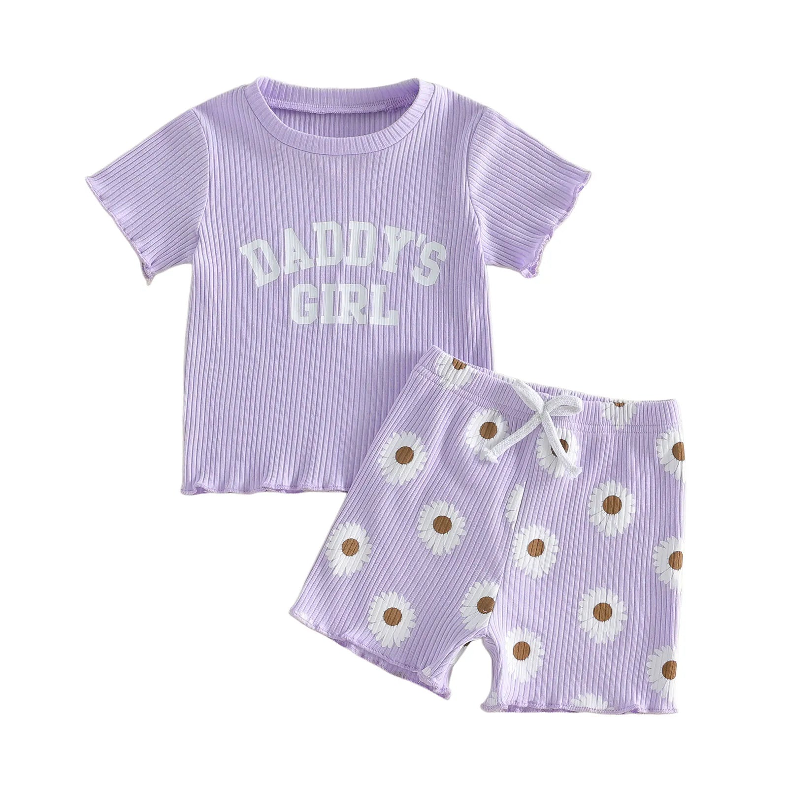 2Pcs Toddler Baby Girls Outfits Short Sleeve Crew Neck Letters Print