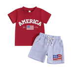 Lioraitiin Toddler Boy 4th of July Outfit Letter Embroidery Short