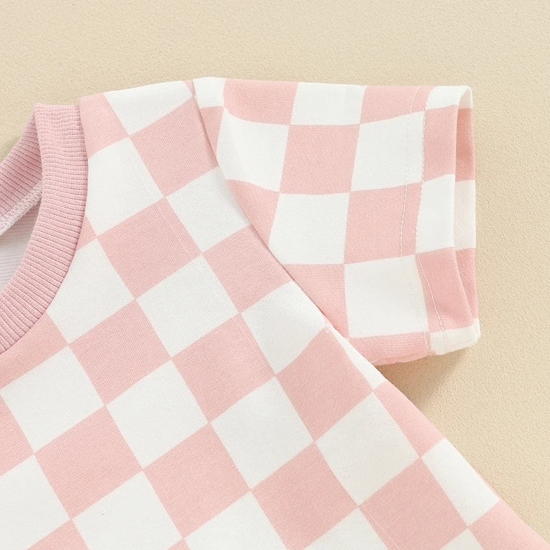 Lioraitiin 0-3Y Toddler Baby Girl Short Outfit Checkered Plaid Short