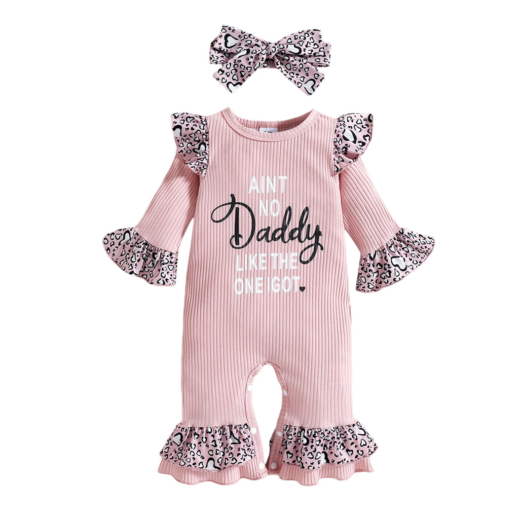 Lioraitiin 0-18M Newborn Infant 2Pcs Baby Girls Outfit Letter Leopard