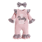 Lioraitiin 0-18M Newborn Infant 2Pcs Baby Girls Outfit Letter Leopard