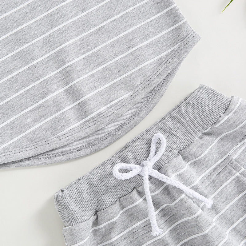 Lioraitiin 0-4Years Kids Baby Boy 2Pcs Outfits Striped Sleeveless