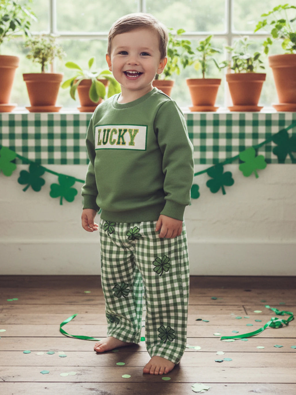 Lioraitiin Toddler Baby Boy Irish Outfit Long Sleeve Crew Neck