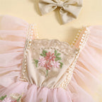 Lioraitiin 0-24M Newborn Girl Outfit Embroidery Flower Fly Sleeve