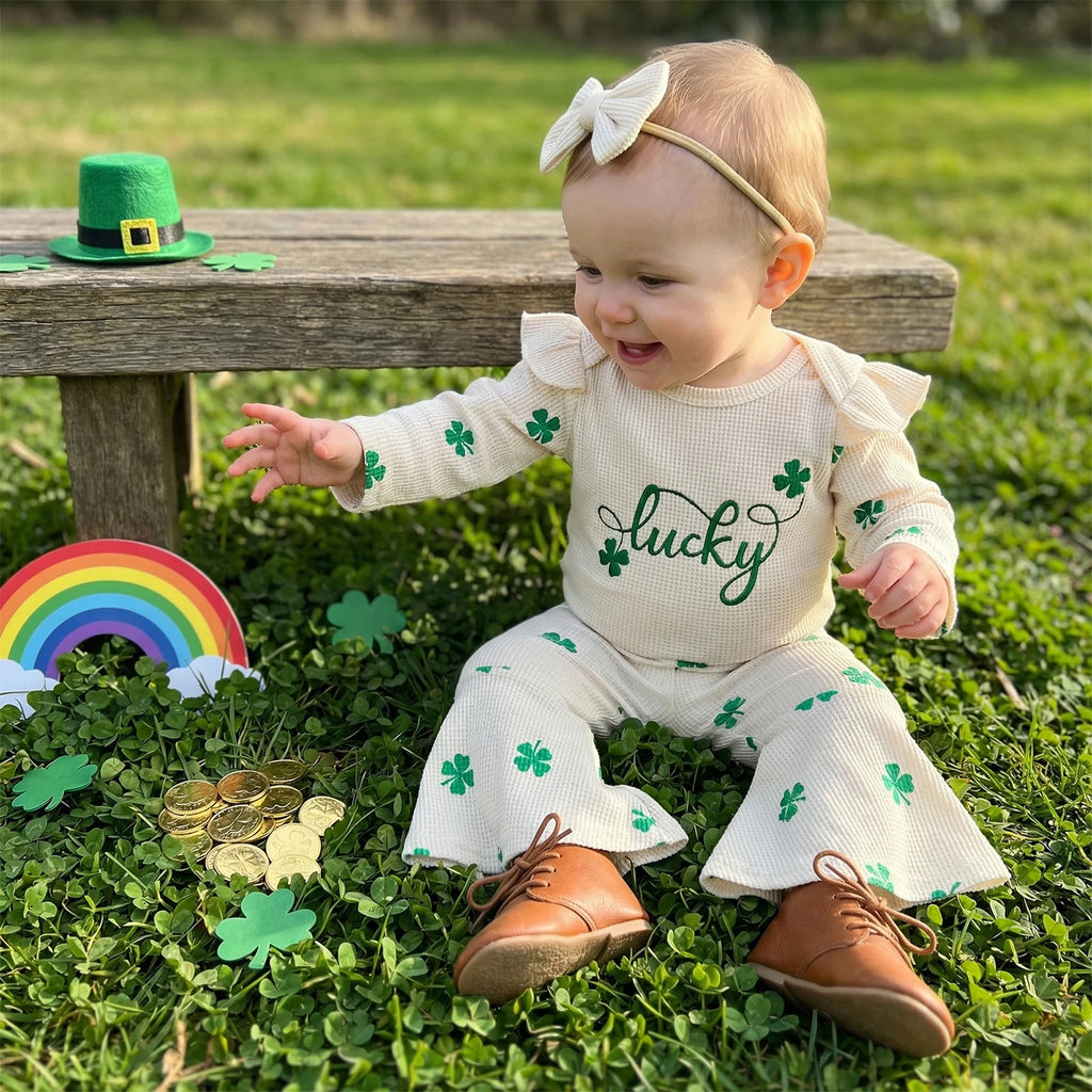 Lioraitiin Baby Girls Irish Day Outfits Long Sleeve O Neck Letter