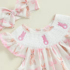 Lioraitiin Toddler Girls Dress Rabbit/Easter Eggs Print Fly Sleeve