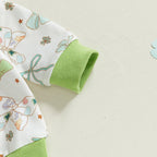 Lioraitiin Toddler Baby Girl Irish Outfits Bow Clover Print Crew Neck