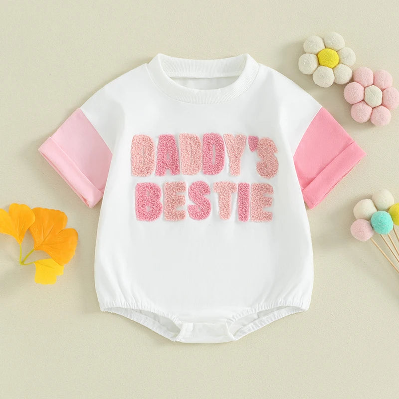 Lioraitiin Newborn Baby Girl Romper Daddy s Girl Embroidery Romper