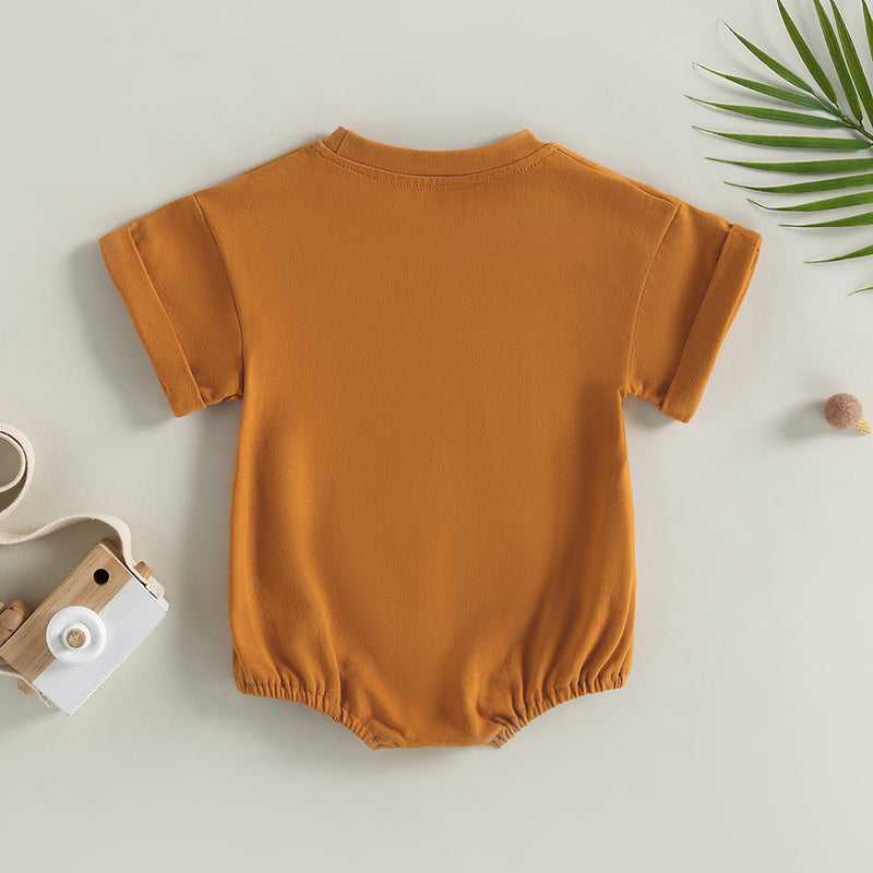Lioraitiin 0-24M Baby Boys Girls Rompers Solid Short Sleeve O-neck