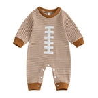 Lioraitiin Baby Boy Sweatshirt Romper Rugby Stripe Print Long Sleeve