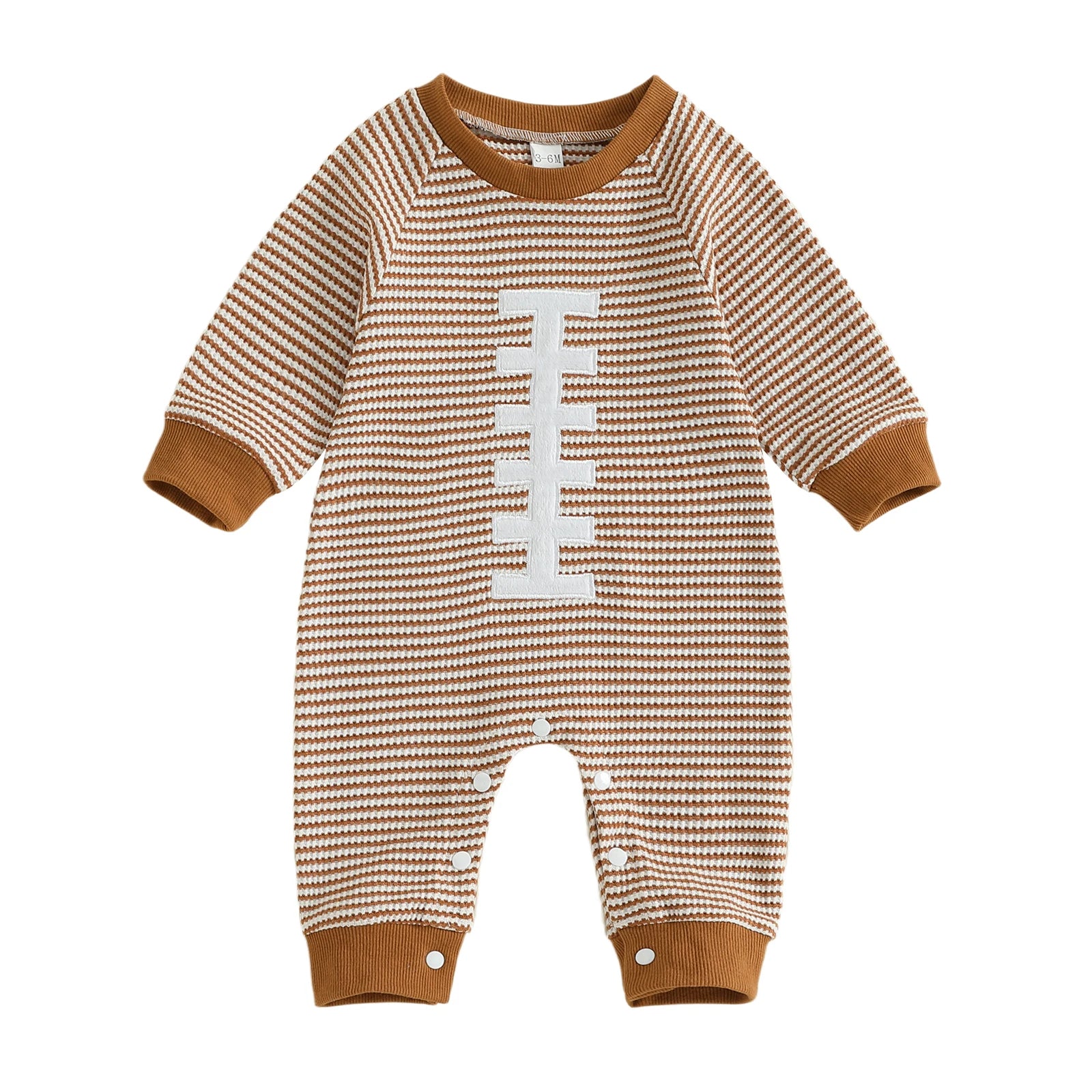 Lioraitiin Baby Boy Sweatshirt Romper Rugby Stripe Print Long Sleeve
