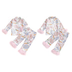 Lioraitiin Toddler Kids Baby Girl Solid Pjs Ruffle Long Sleeve Button