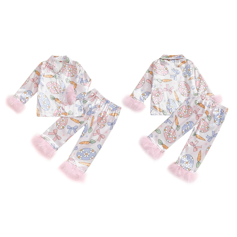 Lioraitiin Toddler Kids Baby Girl Solid Pjs Ruffle Long Sleeve Button
