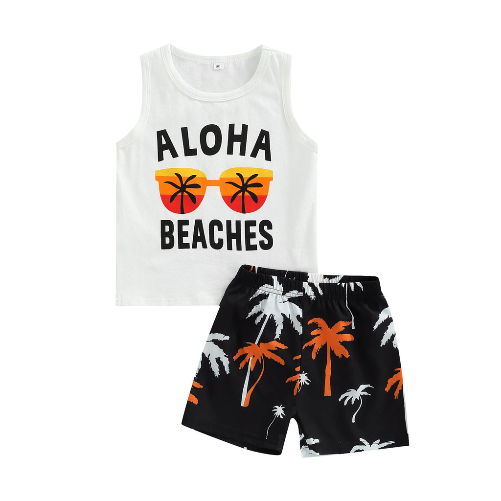 Lioraitiin 1-5Years Toddler Baby Boy Shorts Set Letter Glasses
