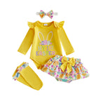 Baby Girl Easter Outfit, Long Sleeve Letters Romper with Eggs Print