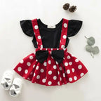 Lioraitiin Newborn Baby Girl Fly Sleeve Black Vest Top+Mini Dress