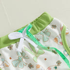 Lioraitiin Toddler Baby Girl Irish Outfits Bow Clover Print Crew Neck