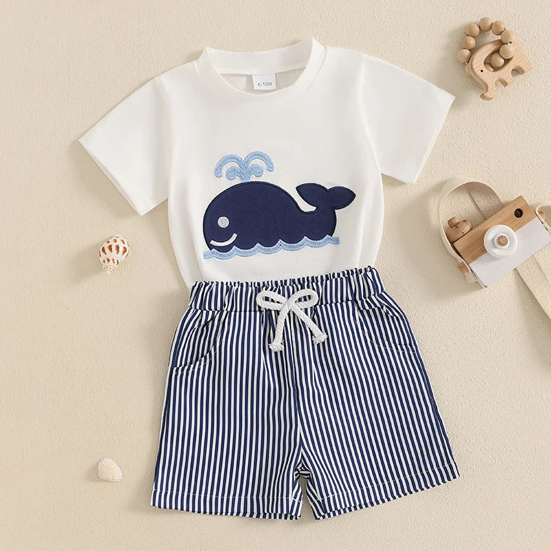 Lioraitiin Toddler Baby Boy Shorts Set Whale/Dinosaur/Turtle Short