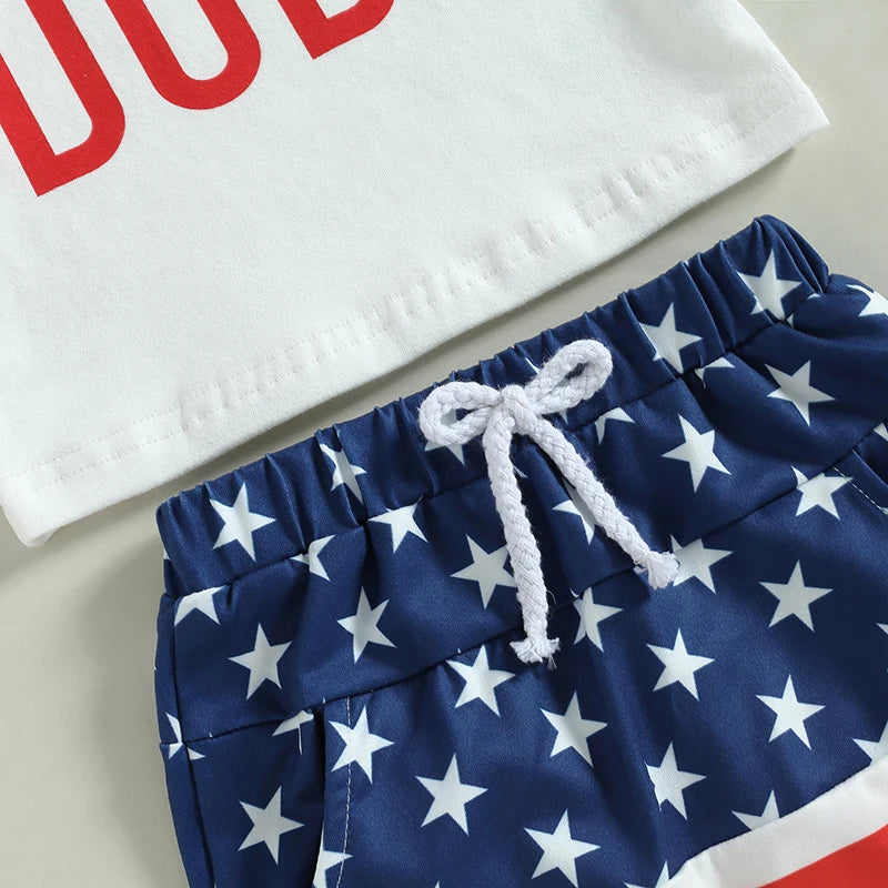Lioraitiin 0-3Years Toddler Boys 4th of July Outfits Short Sleeve