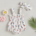 Lioraitiin 0-18M Independence Day Baby Girl Jumpsuit Set Ice Cream