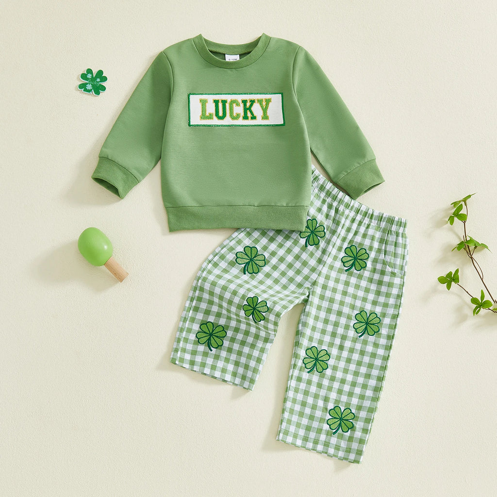 Lioraitiin Toddler Baby Boy Irish Outfit Long Sleeve Crew Neck
