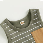 Lioraitiin 0-4Years Kids Baby Boy 2Pcs Outfits Striped Sleeveless