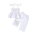 Lioraitiin Toddler Girl Outfits Plaid/Dot Print Spaghetti Strap Tank
