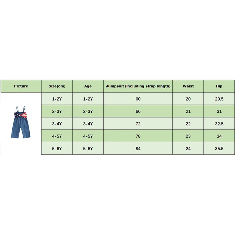 Lioraitiin Toddler Kid Girls 4th of July Overalls Stripe Stars Print