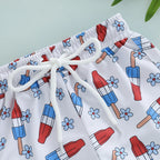 Lioraitiin Toddler Boy 4th of July Swim Trunks with Drawstring Ice