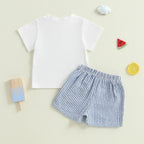 Lioraitiin Toddler Baby Boy Shorts Set Boat Embroidery Short Sleeve