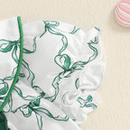 Lioraitiin 0-3Y Newborn Baby Girls Romper Bowknit Print Short Puff