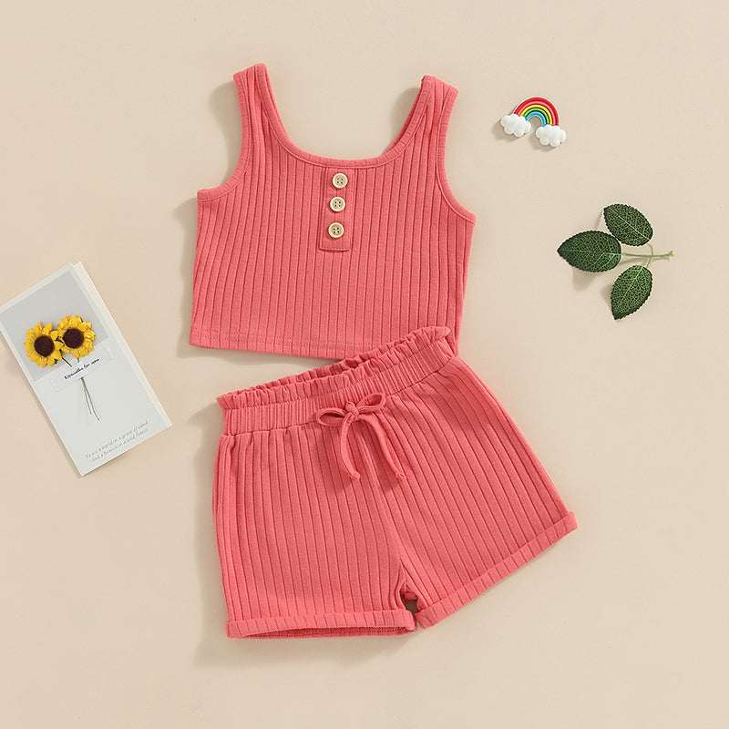 Lioraitiin 0-8Years Kid Girls 2Pcs Pants Suit Sleeveless Knitting