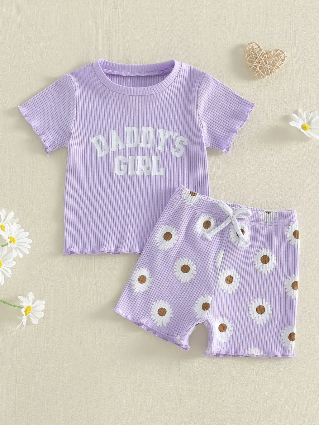 2Pcs Toddler Baby Girls Outfits Short Sleeve Crew Neck Letters Print