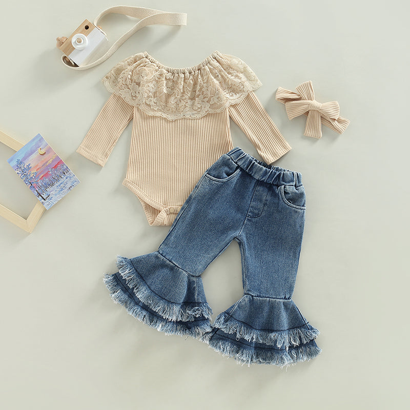 Lioraitiin 0-24M Kids Girls 2Pcs Pants Suit Long Sleeve Round Neck