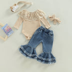 Lioraitiin 0-24M Kids Girls 2Pcs Pants Suit Long Sleeve Round Neck