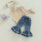 Lioraitiin 0-24M Kids Girls 2Pcs Pants Suit Long Sleeve Round Neck