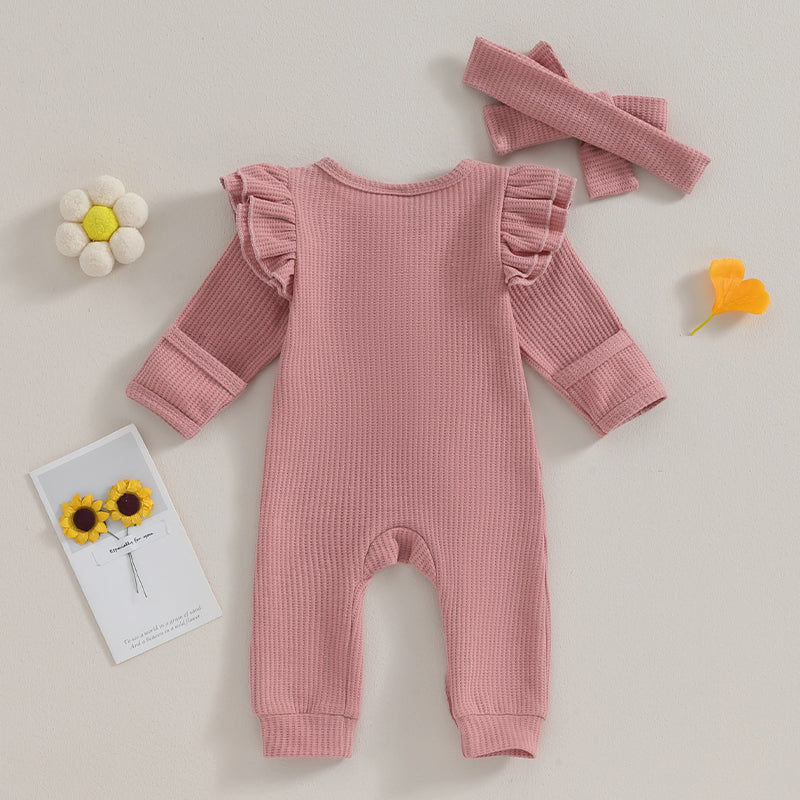 Lioraitiin 0-12M Newborn Infant Baby Girl Ruffle Zipper Romper Long