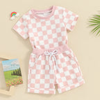 Lioraitiin 0-3Y Toddler Baby Girl Short Outfit Checkered Plaid Short