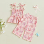 Lioraitiin Toddler Kid Baby Girl Set Sleeveless Lacing Strap Camisole