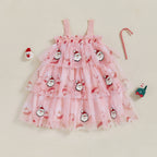 Lioraitiin Toddler Baby Girl Christmas Dress Santa Claus Print