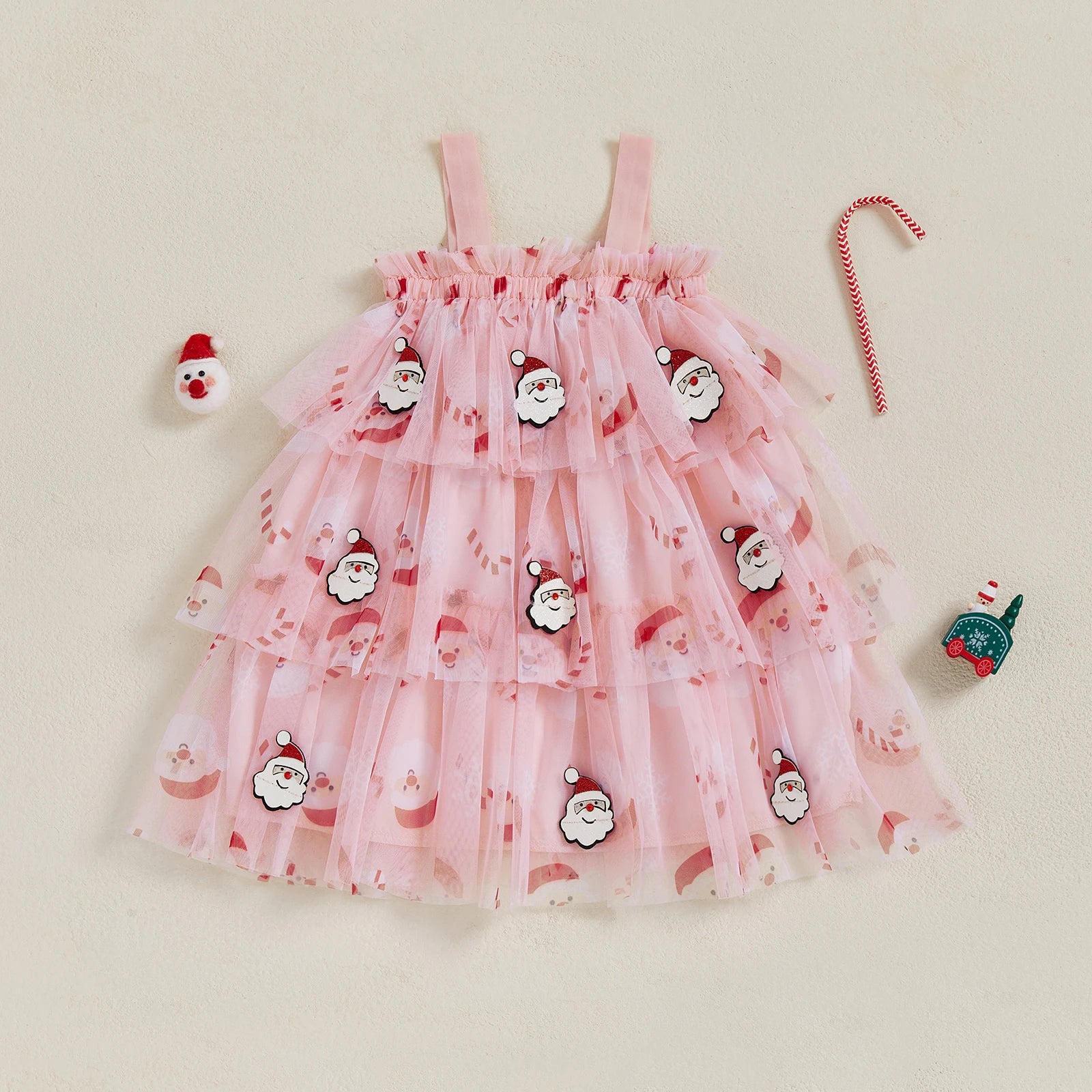 Lioraitiin Toddler Baby Girl Christmas Dress Santa Claus Print
